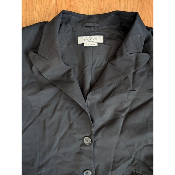 Gucci Uniform Black Wool Double Breasted Blazer Size 46 Pockets Dress - Picture 4 of 13